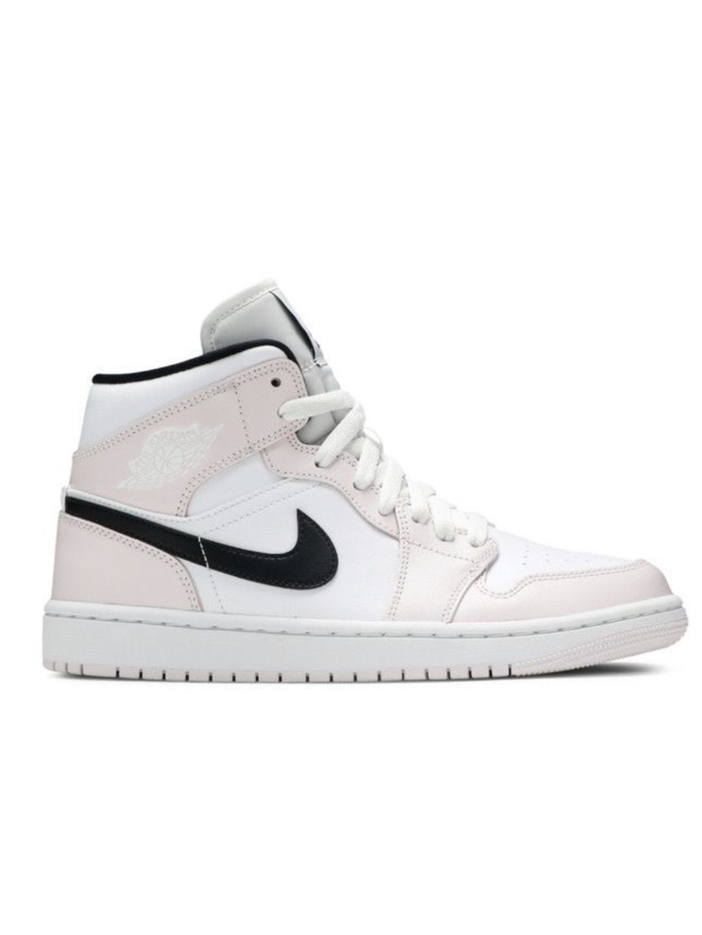 Nike Wmns Air Jordan 1 Mid - White, Barely Rose & Black Swoosh